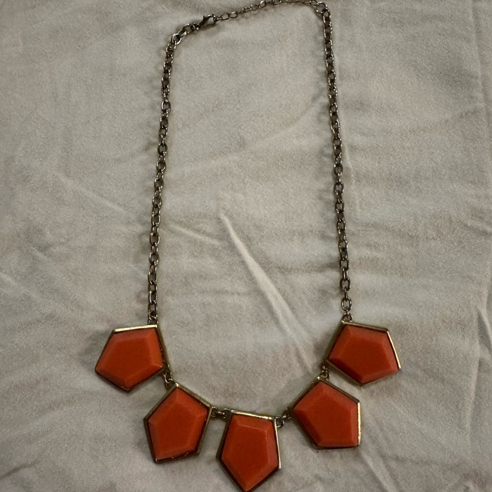 Orange Geometric Pendant Necklace - Women Jewelry